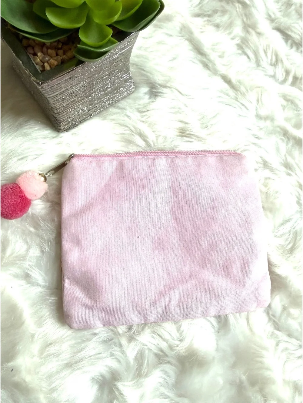 Beaded Pink 'Spritz Please' Cocktail Themed Coin Purse Pouch with Pom Pom Zipper